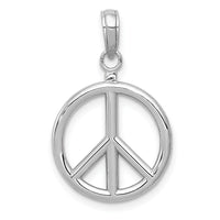 14k White Gold 3D Polished Peace Sign Charm-C2247W