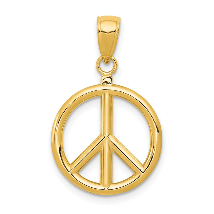 14k 3D Polished Peace Sign Charm-C2247