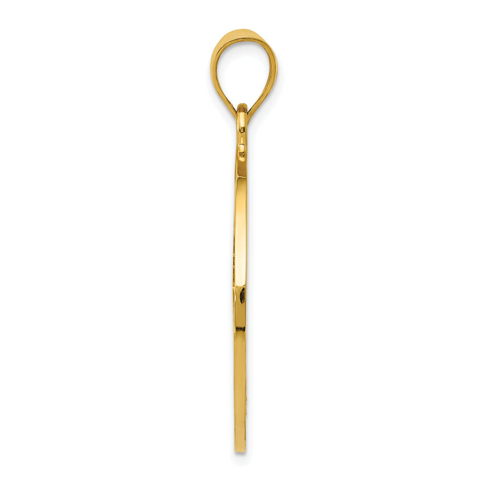 14k Solid Polished Peace Sign Pendant-C2248