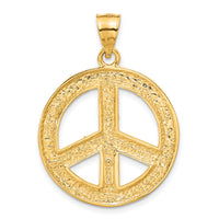 14k Solid Polished Peace Sign Pendant-C2248
