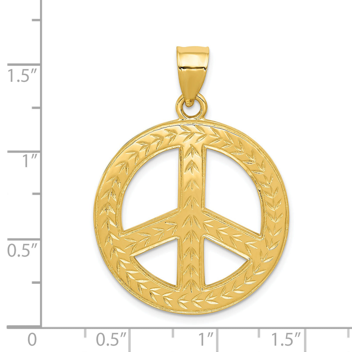 14k Solid Polished Peace Sign Pendant-C2248