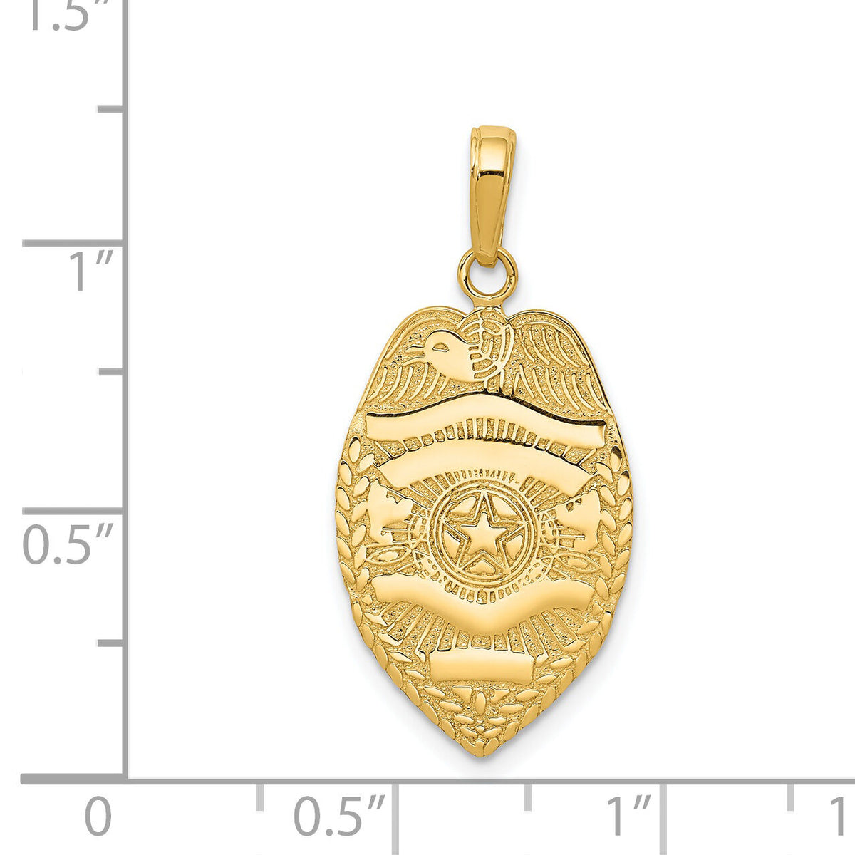 14k Polished Police Badge Pendant-C2252