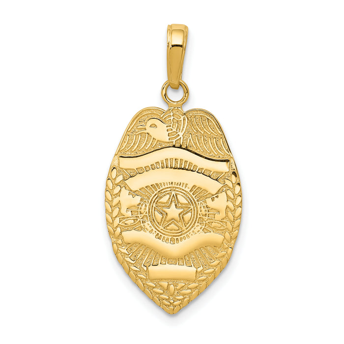 14k Polished Police Badge Pendant-C2252