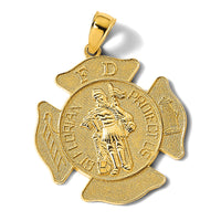 14k Large FD St. Florian Badge Pendant-C2257