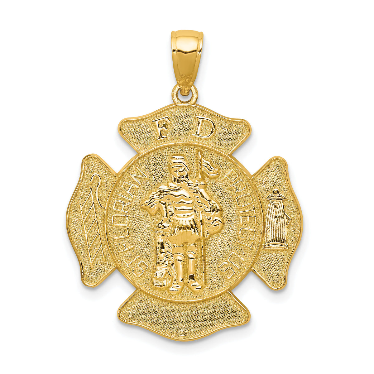 14k Large FD St. Florian Badge Pendant-C2257
