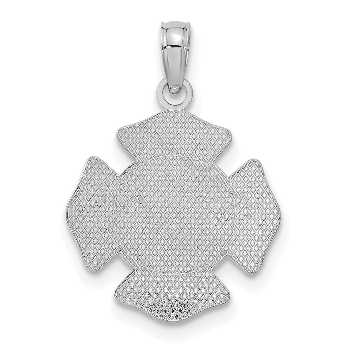 14K White Gold Small St. Florian Badge Pendant-C2258W
