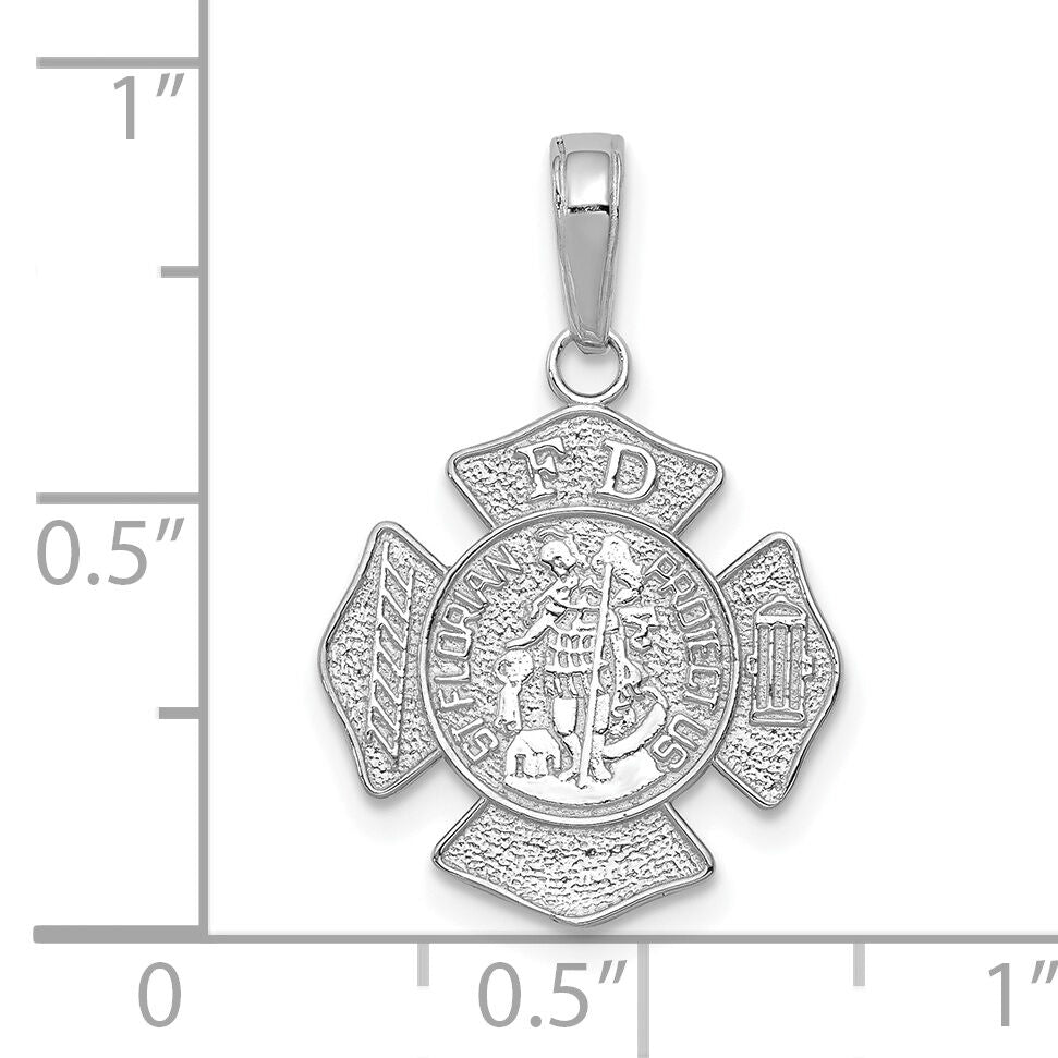 14K White Gold Small St. Florian Badge Pendant-C2258W