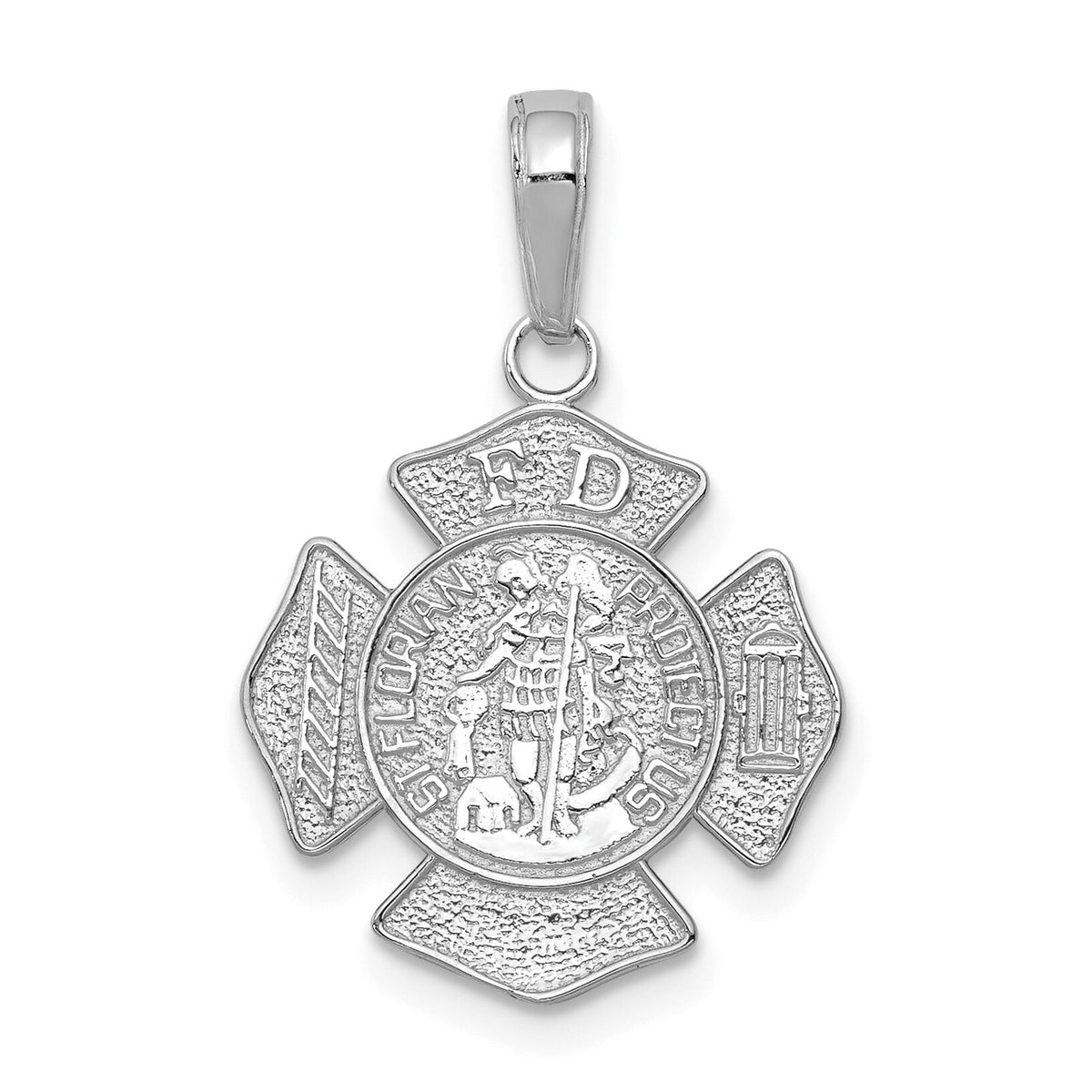 14K White Gold Small St. Florian Badge Pendant-C2258W