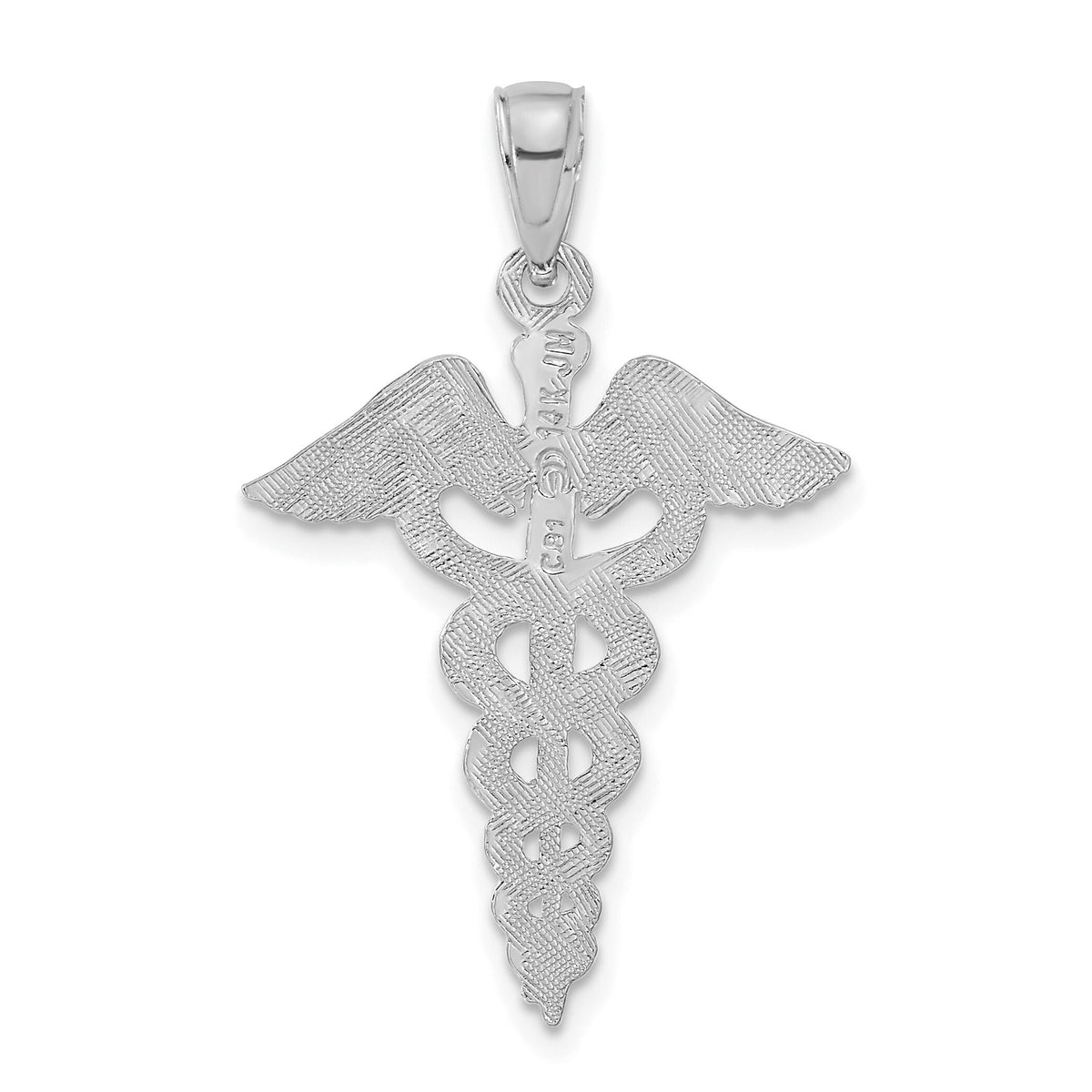 14k White Gold Caduceus Pendant-C2261W