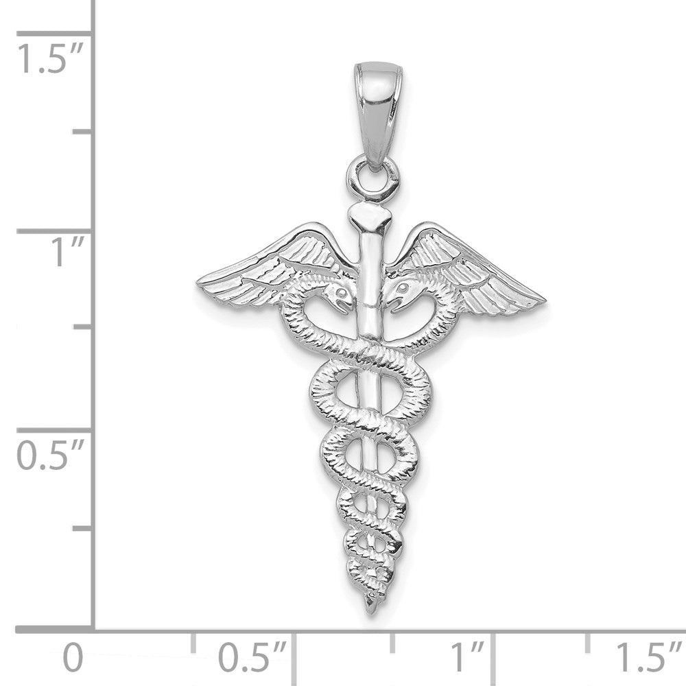 14k White Gold Caduceus Pendant-C2261W