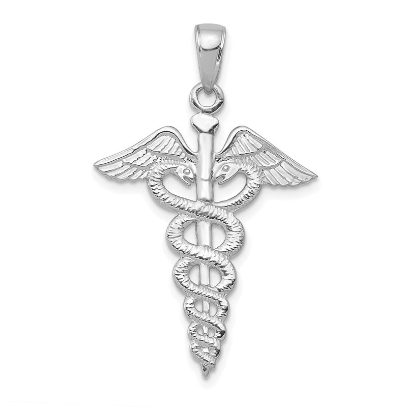 14k White Gold Caduceus Pendant-C2261W