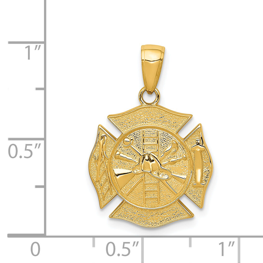 14k Reversible Fire Department Shield Pendant-C2262