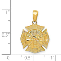 14k Reversible Fire Department Shield Pendant-C2262