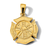 14k Reversible Fire Department Shield Pendant-C2262