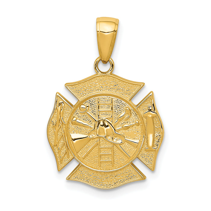 14k Reversible Fire Department Shield Pendant-C2262