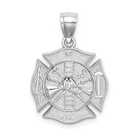 14k White Gold Reversible Fire Department Shield Pendant-C2262W