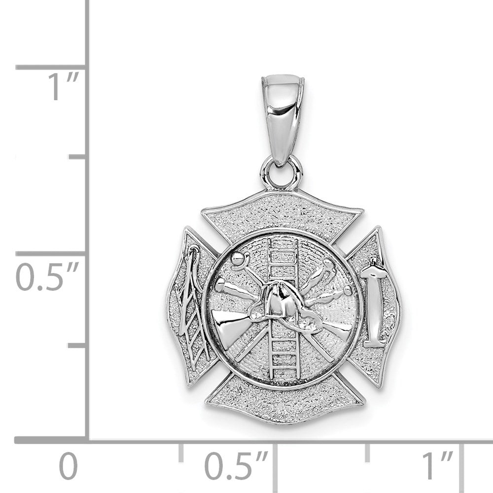 14k White Gold Reversible Fire Department Shield Pendant-C2262W