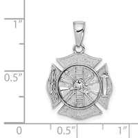 14k White Gold Reversible Fire Department Shield Pendant-C2262W