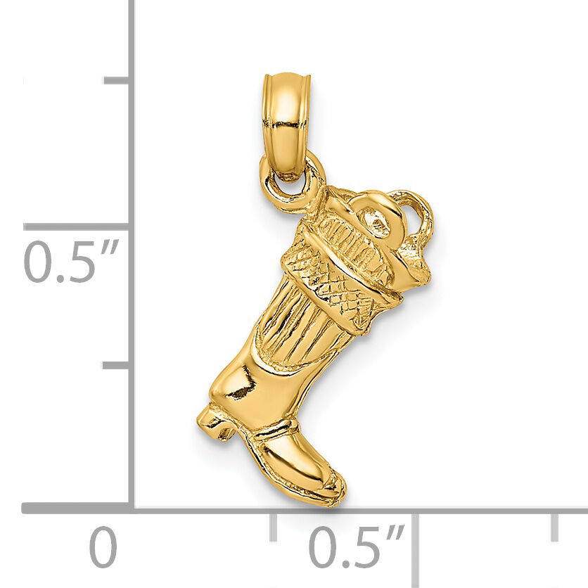 14k 3-D Firefighter Boot Charm-C2266