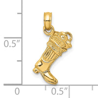 14k 3-D Firefighter Boot Charm-C2266