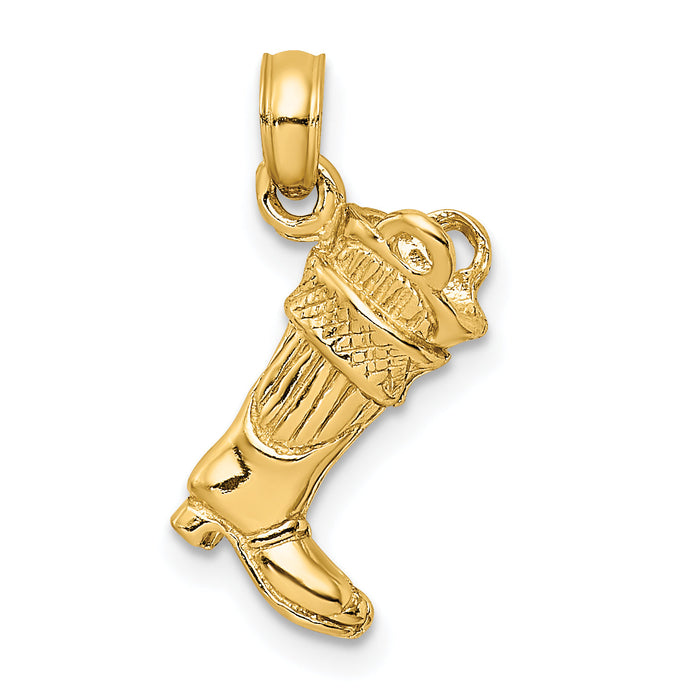 14k 3-D Firefighter Boot Charm-C2266