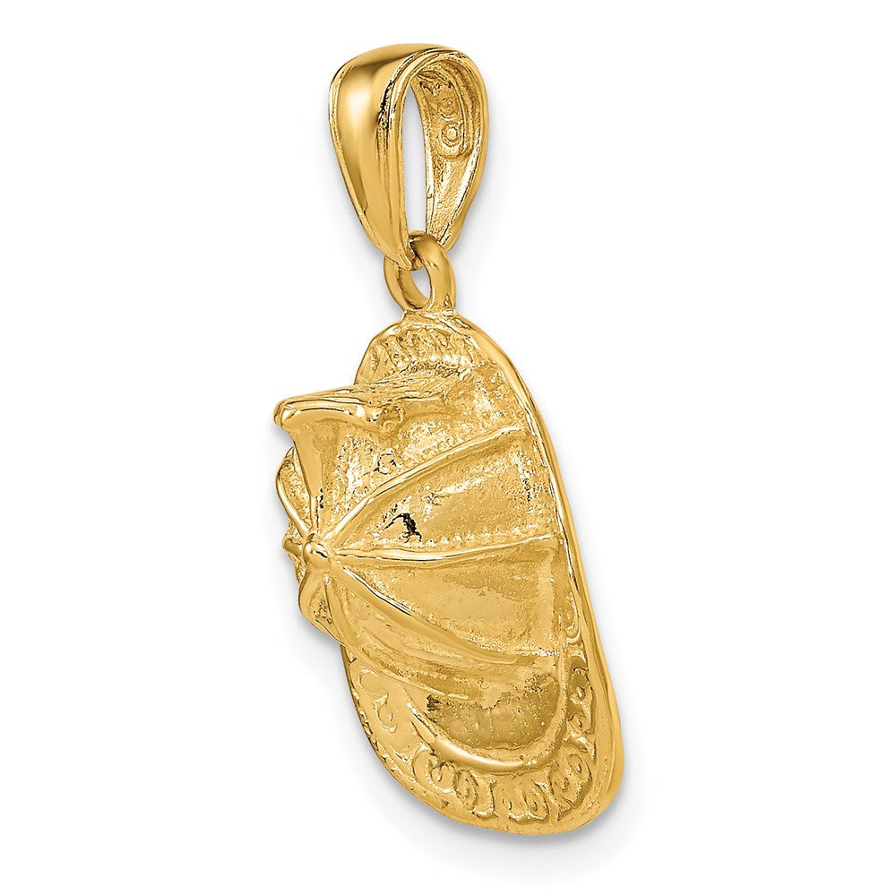 14k 3-D Firefighter Hat Pendant-C2268