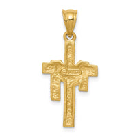 14k Satin Draped Cross Pendant-C227
