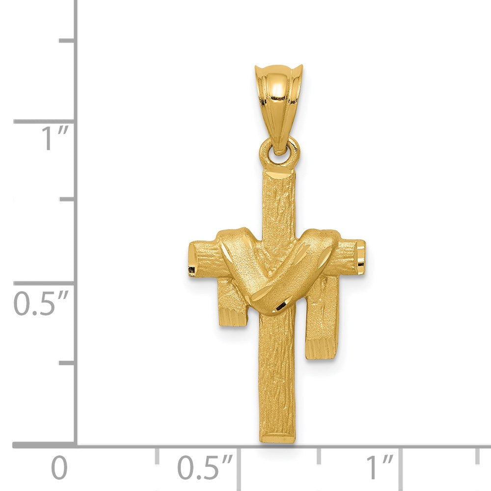 14k Satin Draped Cross Pendant-C227