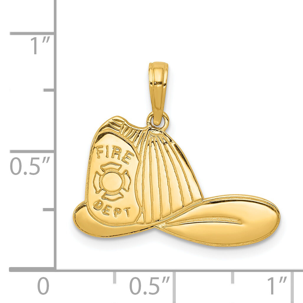 14k Large Firefighter Hat Pendant-C2270