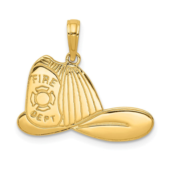 14k Large Firefighter Hat Pendant-C2270