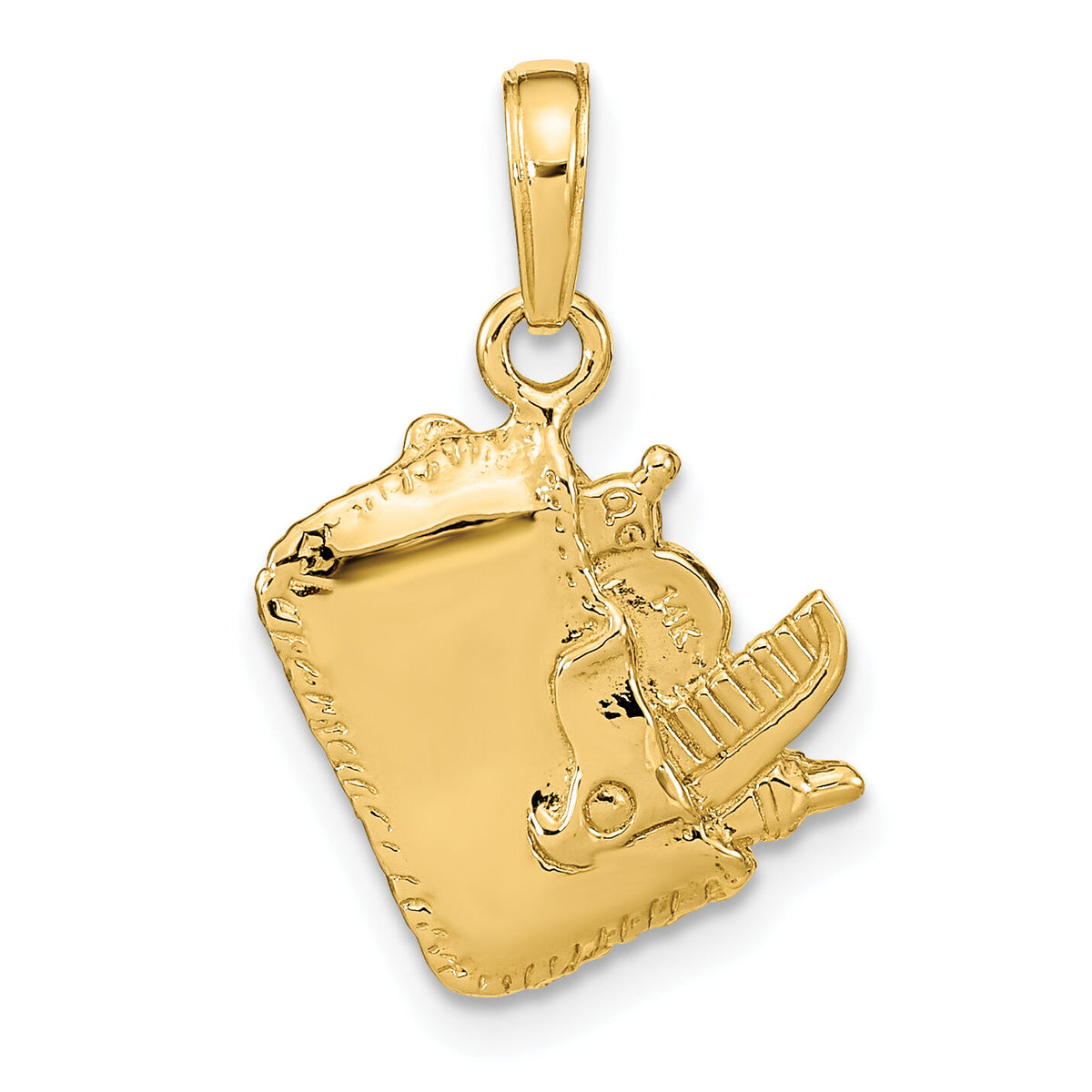 14k Satin 3-D Cosmetic Pouch Pendant-C2273