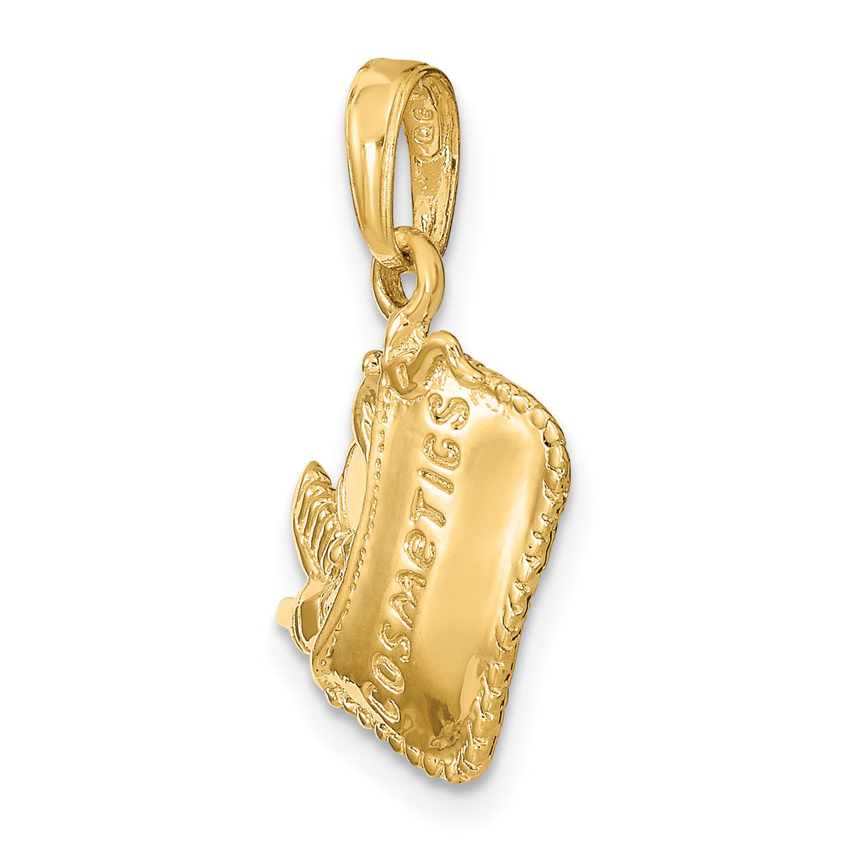 14k Satin 3-D Cosmetic Pouch Pendant-C2273