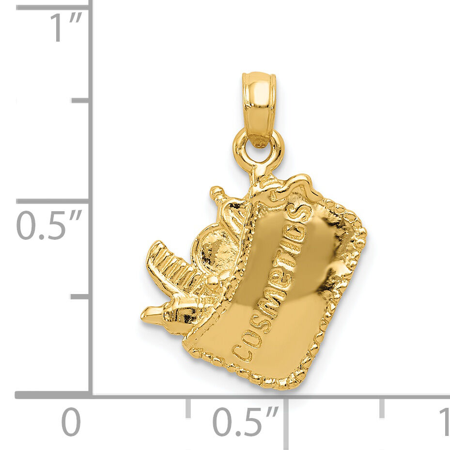 14k Satin 3-D Cosmetic Pouch Pendant-C2273
