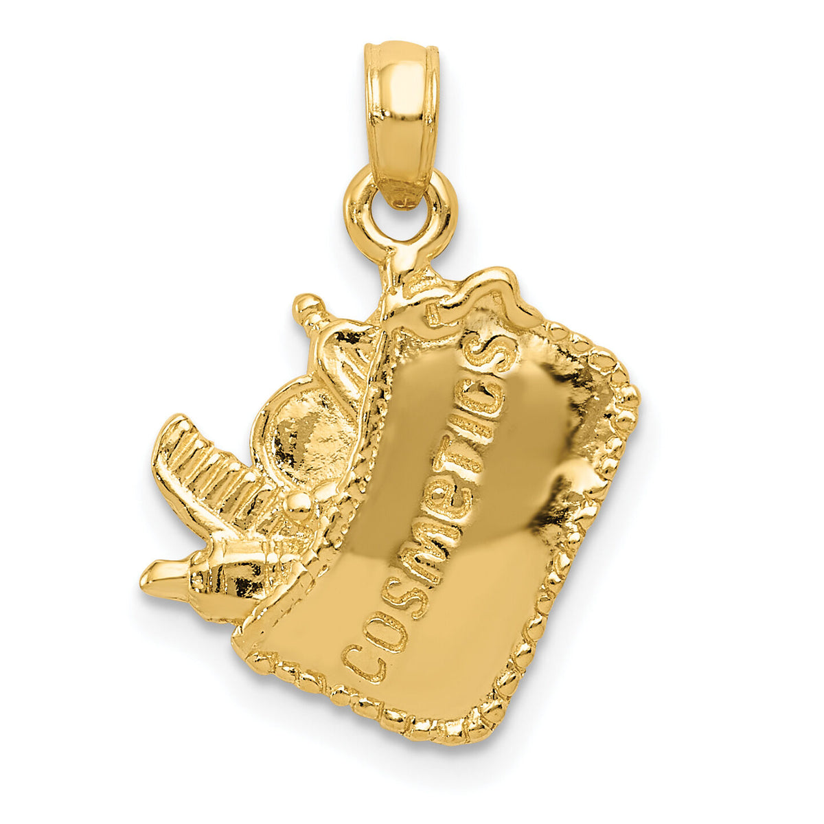 14k Satin 3-D Cosmetic Pouch Pendant-C2273
