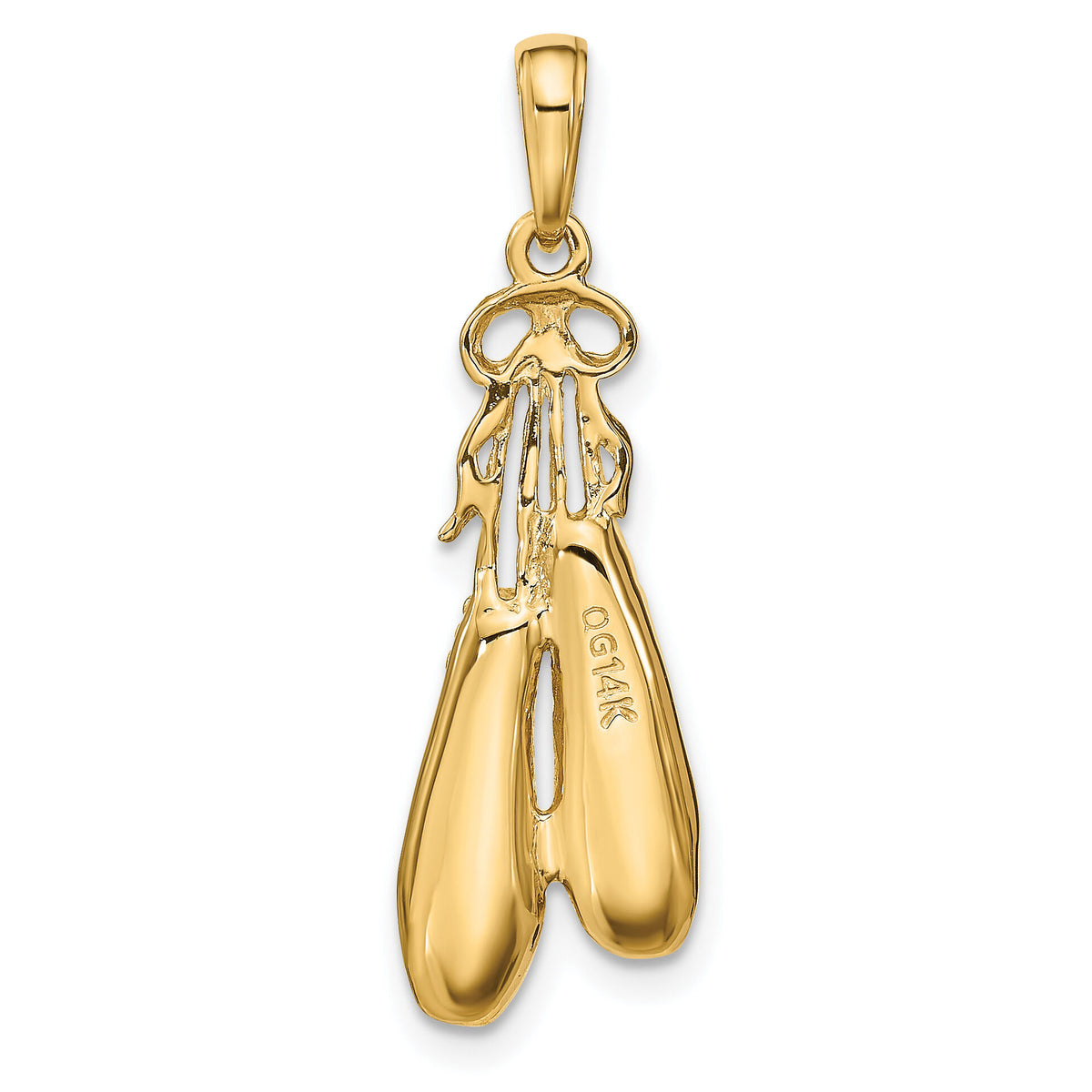 14K Solid Satin Polished Ballet Slippers Pendant-C2274