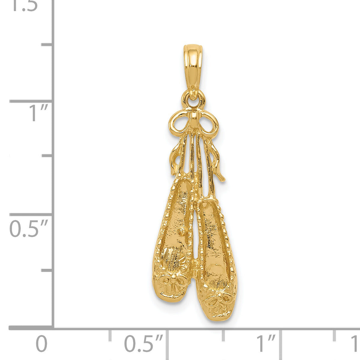 14K Solid Satin Polished Ballet Slippers Pendant-C2274