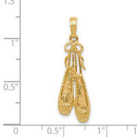 14K Solid Satin Polished Ballet Slippers Pendant-C2274