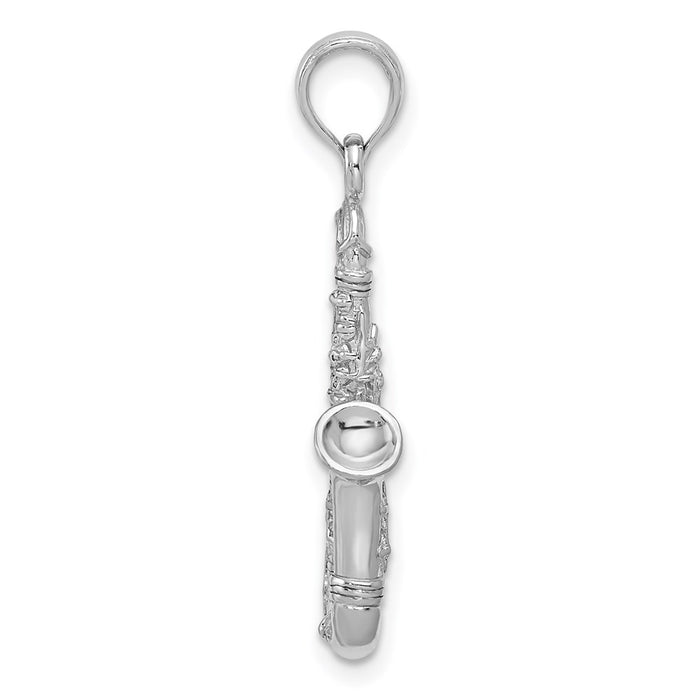 14K White Gold Solid Polished 3-D Saxophone Charm-C2276W