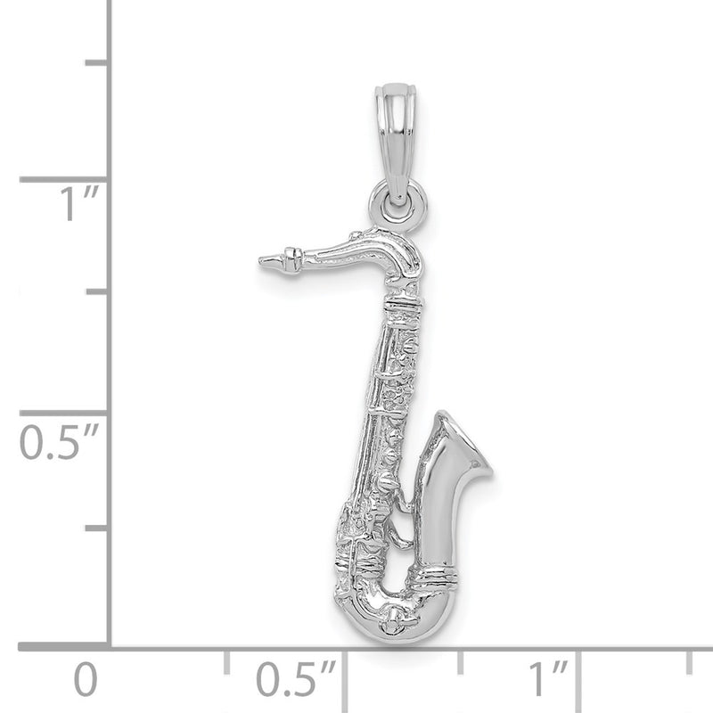 14K White Gold Solid Polished 3-D Saxophone Charm-C2276W