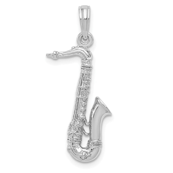 14K White Gold Solid Polished 3-D Saxophone Charm-C2276W