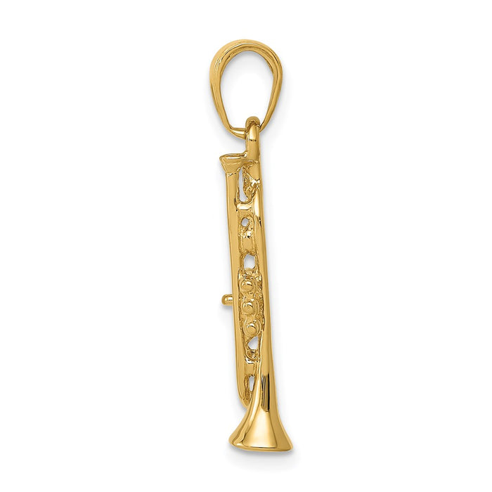 14K Solid Polished 3-D Trumpet Pendant-C2277