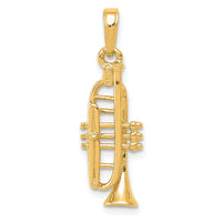 14K Solid Polished 3-D Trumpet Pendant-C2277