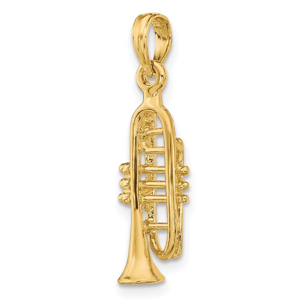 14K Solid Polished 3-D Trumpet Pendant-C2277