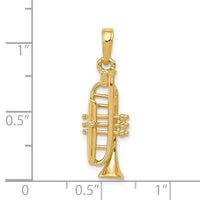 14K Solid Polished 3-D Trumpet Pendant-C2277