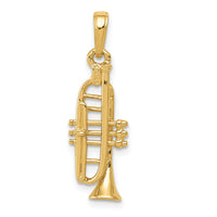 14K Solid Polished 3-D Trumpet Pendant-C2277