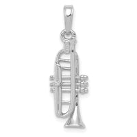 14K White Gold Solid Polished 3-D Trumpet Pendant-C2277W