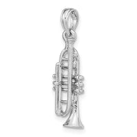 14K White Gold Solid Polished 3-D Trumpet Pendant-C2277W