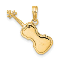 14K Polished Solid 3-D Violin Pendant-C2279