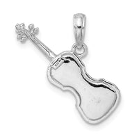 14K White Gold Polished Solid 3-D Violin Pendant-C2279W