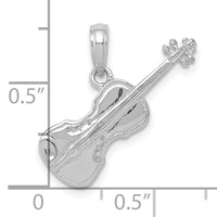 14K White Gold Polished Solid 3-D Violin Pendant-C2279W